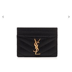 Saint Laurent Black Leather Card Holder with Gold Logo